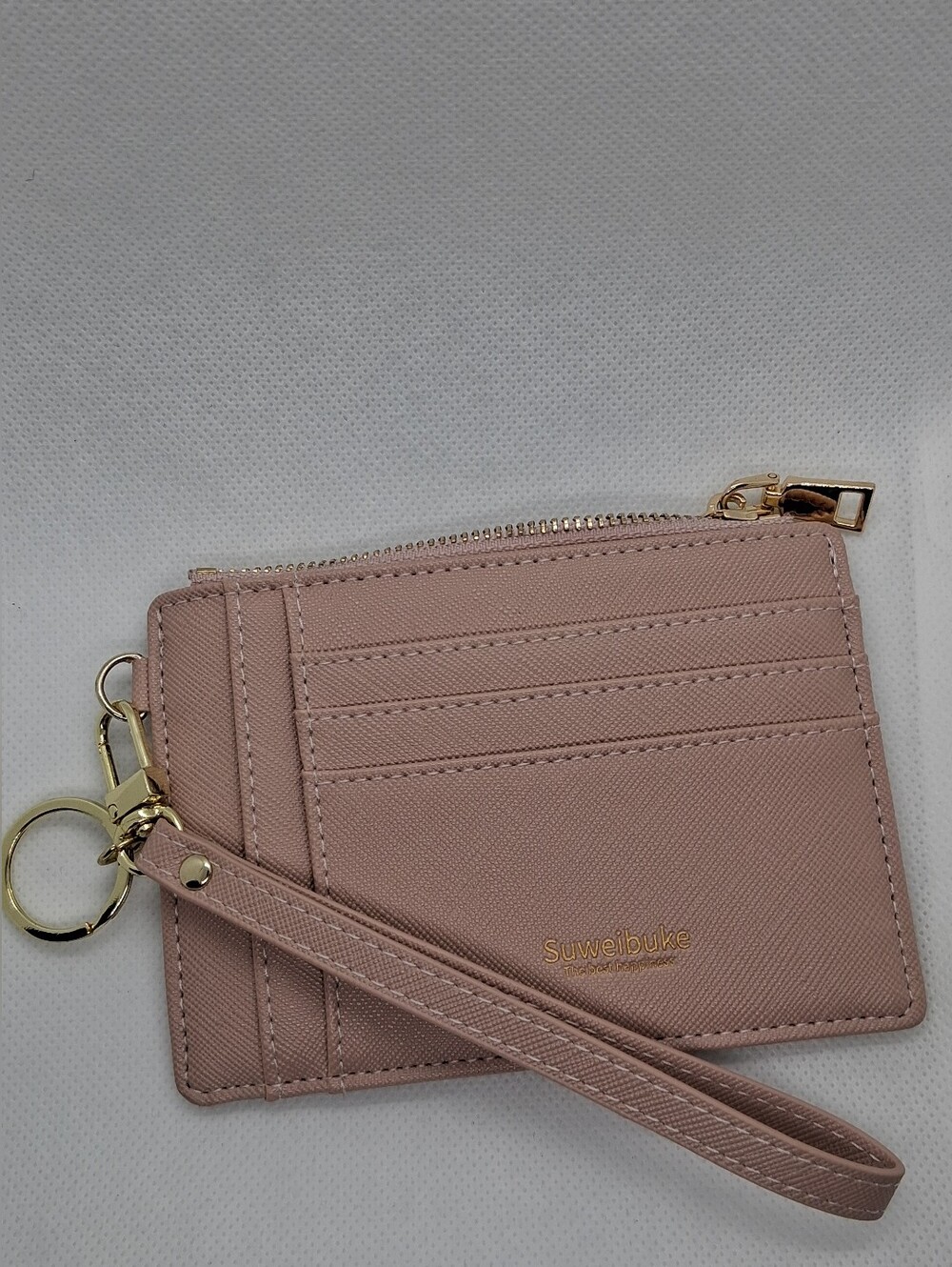 Dusty Pink Wristlet Card Case with Key Ring
